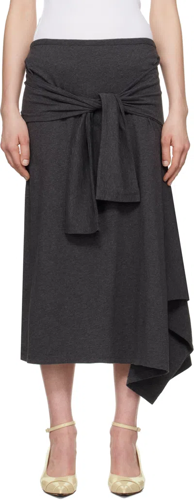 Our Legacy Gray Sash Midi Skirt In Dark Grey Melange