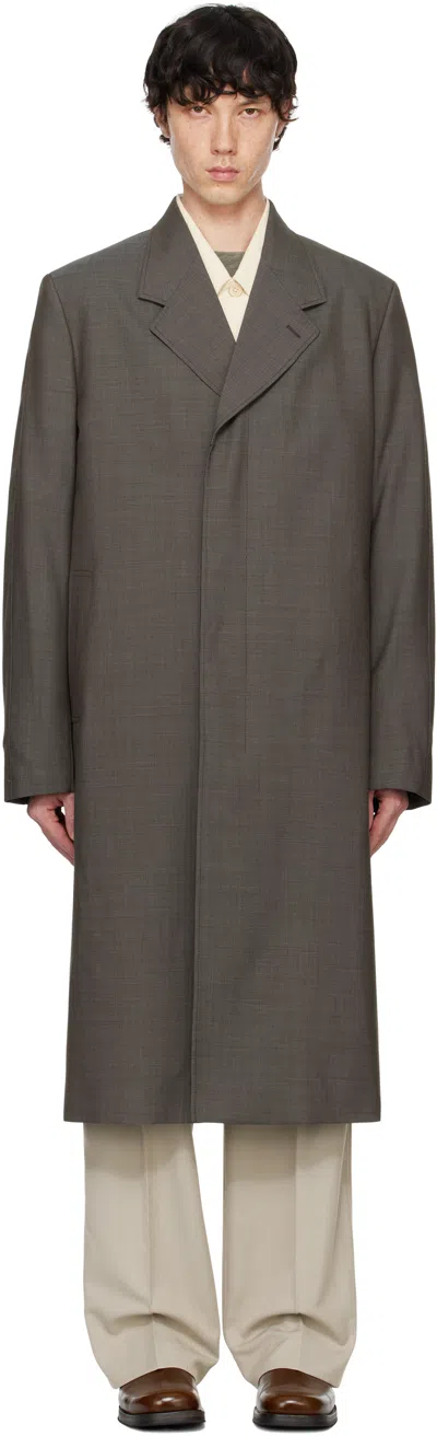 Our Legacy Gray Uniform Coat In Grey Atom Check Wool