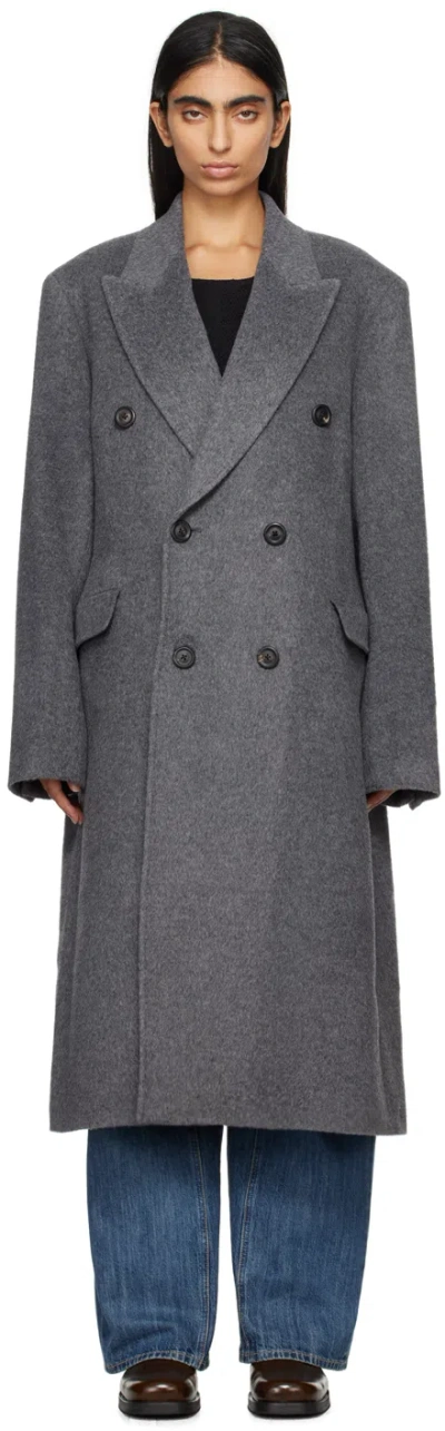 Our Legacy Gray Whale Coat In Island Grey Mohair