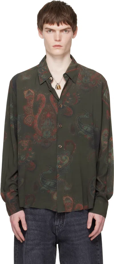Our Legacy Casual Long Sleeve Shirt Paisley Pattern In Green
