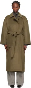 Our Legacy Court Belted Wool-blend Trench Coat In Green