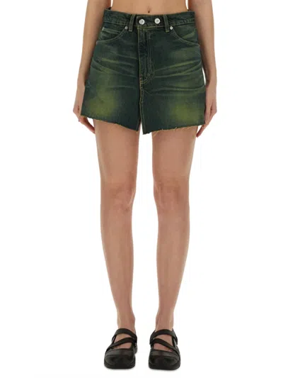 Our Legacy Green Distressed Mini Skirt