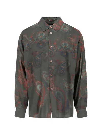 Our Legacy Casual Long Sleeve Shirt Paisley Pattern In Green