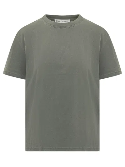 Our Legacy Green Solid Crew Neck T-shirt