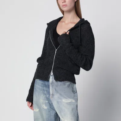 Our Legacy Grey Alpaca-blend Sweatshirt Cardigan In Black