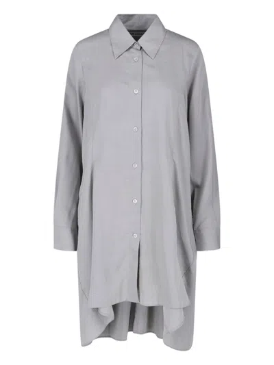Our Legacy Long Sleeve Dress Asymmetrical Hem Pointed Collar In Multi