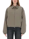 Our Legacy Grey Solid Shirt Collar Jacket In Green