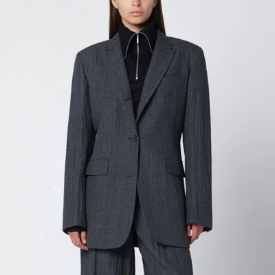 OUR LEGACY GREY WOOL-BLEND SINGLE-BREASTED JACKET