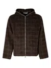 Our Legacy Hairy Wool Check Zip-up Sweatshirt In Brown