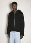 Our Legacy Textured Full Zip Hood Sweatshirt With Cozy Hood In Black