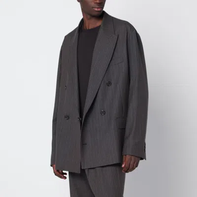 Our Legacy Halt Pinstripe Double-breasted Blazer In Gray