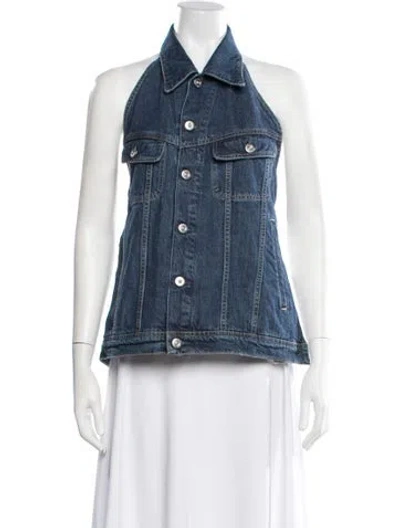 Pre-owned Our Legacy Halterneck Sleeveless Button-up Top In Blue