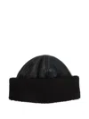 Our Legacy Dome Shaped Faux Leather Hat With Shearling In Black