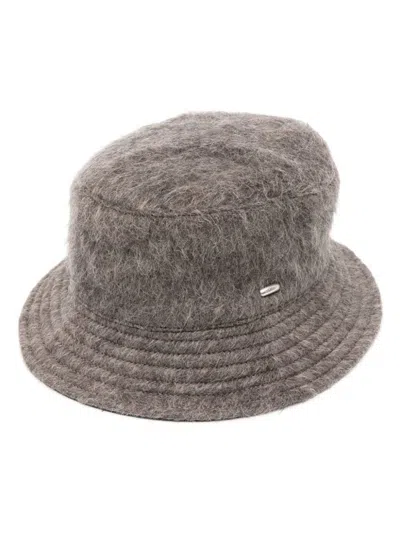 Our Legacy Logo-plaque Brushed-finish Bucket Hat In Mole Grey