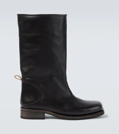 Our Legacy Haul Camion Almond Toe Leather Boots In Black