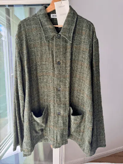 Pre-owned Our Legacy Haven Jacket Seaweed Sparse Check Relaxed 54 In Gray
