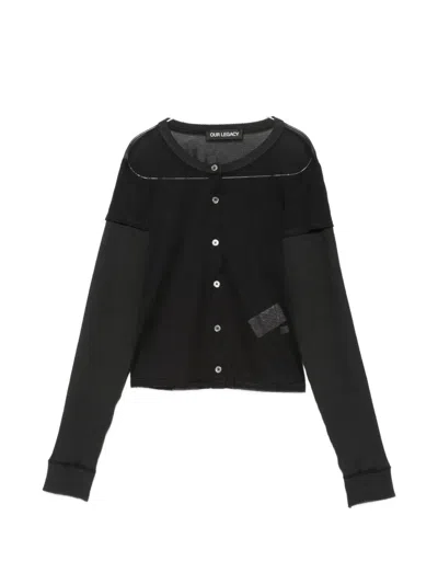 Our Legacy Heat Knitted-sleeves Cardigan In Black