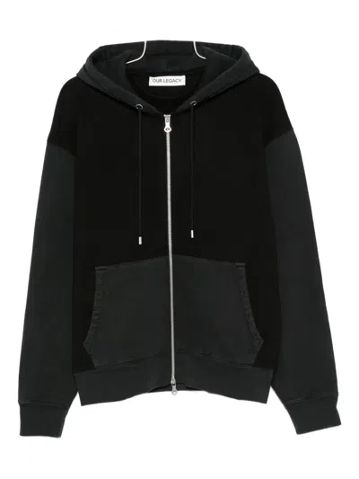 Our Legacy Organic Cotton Rascal Hood Zip-up Hoodie In Black