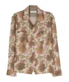 Our Legacy Heusen Oversized Convertible-collar Floral-print Linen Shirt In Brown