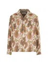 Our Legacy Heusen Oversized Convertible-collar Floral-print Linen Shirt In Brown