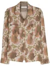 Our Legacy Casual Shirt With Long Sleeves And Floral Pattern In Beige