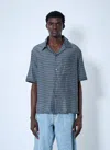 Our Legacy Heusen Checked Cotton And Silk Bowling Shirt In Grey