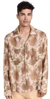 Our Legacy Heusen Oversized Convertible-collar Floral-print Linen Shirt In Minuo Flower Print