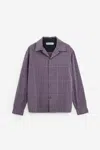 Our Legacy Heusen Convertible-collar Checked Cotton Shirt In Viola