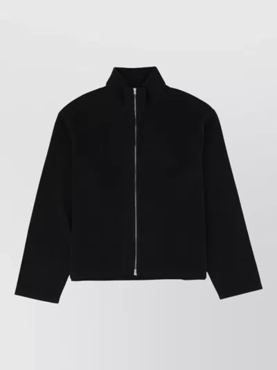 Our Legacy Shrunken Cropped High Collar Organic Cotton Sweatshirt In Black
