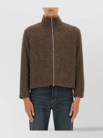 OUR LEGACY HIGH COLLAR LONG SLEEVE ZIP SWEATSHIRT