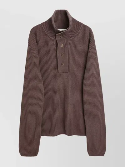 Our Legacy High Collar Ribbed Polo In Brown
