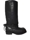 Our Legacy Tall Black Leather Boots With Wrap-around Strap And Metal Ring Detail In Black