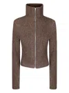 Our Legacy Slim Zip Longlseeve Cardigan In Brown