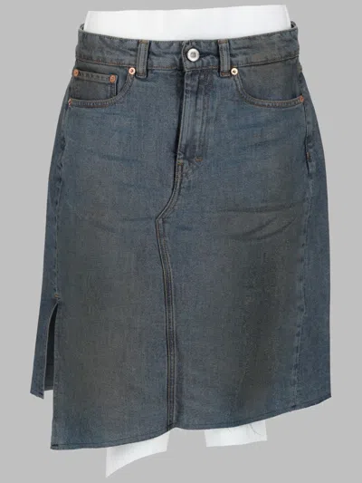 Our Legacy High Waist Midi Skirt In Organic Cotton Blend In Blue