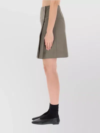 Our Legacy High Waist Pleated Knee-length Skirt In Gray