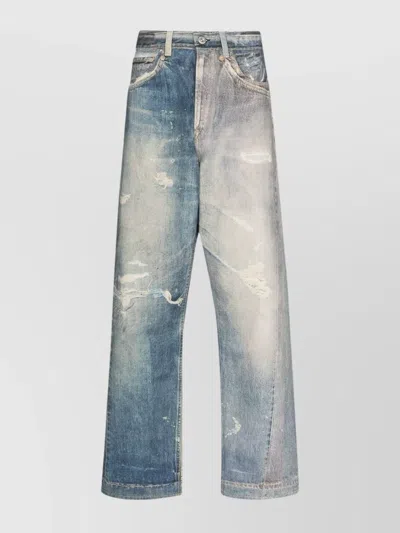 OUR LEGACY HIGH WAIST WIDE LEG DISTRESSED JEANS