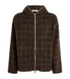 Our Legacy Textured Checkered Hooded Jacket With Long Sleeves In Brown