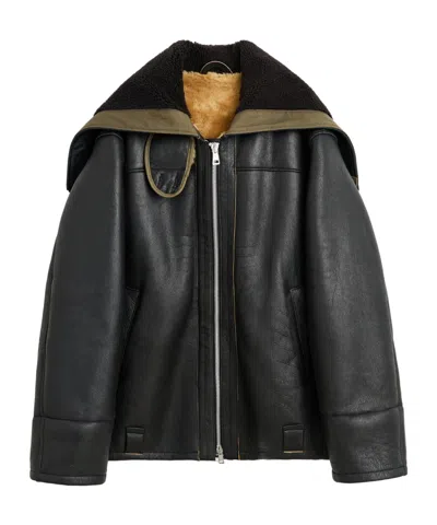Our Legacy Hooded Shearling Jacket In Black