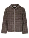 Our Legacy Textured Checkered Hooded Jacket With Long Sleeves In Brown