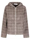 Our Legacy Check-pattern Hooded Zip-up Jacket In Brown