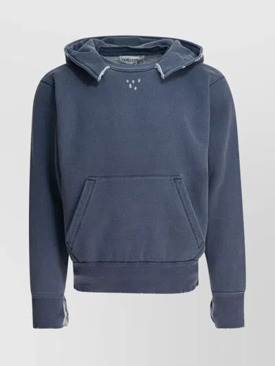 Our Legacy Hooded Sweatshirt With Kangaroo Pocket And Ribbed Cuffs In Blue