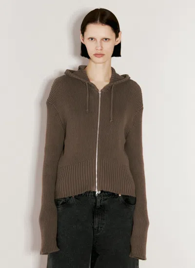 Our Legacy Hooded Zip-up Cardigan In Brown