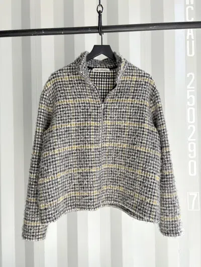 Pre-owned Our Legacy Houndstooth Wool Zip Sweater In Gray