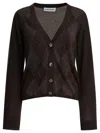 Our Legacy V-neck Argyle Pattern Cardigan With Button-down Front In Black
