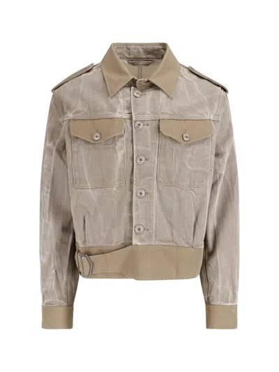 Our Legacy Green Battle Cropped Cotton Jacket In Brown