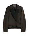 Our Legacy Cropped Wrap Blazer With Textured Fabric In Black