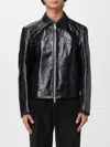 Our Legacy Tailored Leather Jacket With Classic Collar And Front Zip Closure In Black