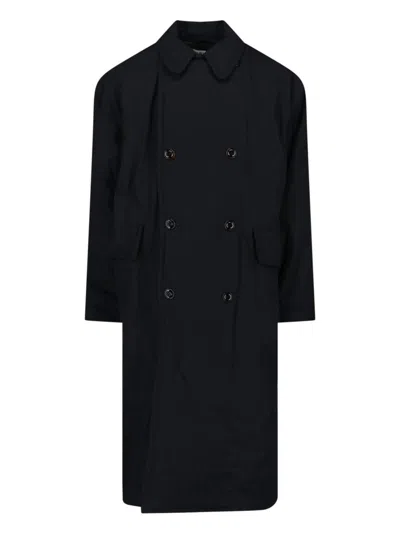 Our Legacy Duvet Trench Coat In Blue