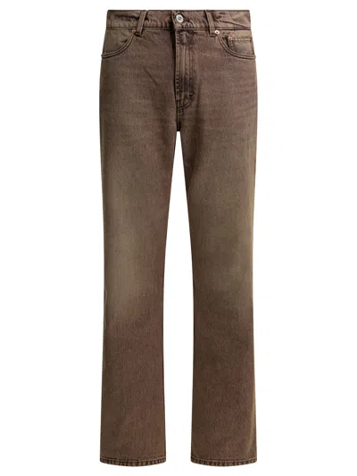 Our Legacy Denim Trousers Faded Effect Belt Loops Five Pockets In Brown
