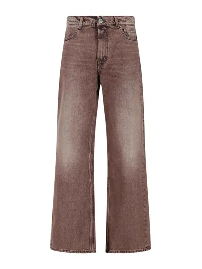 Our Legacy Denim Trousers Faded Effect Belt Loops Five Pockets In Brown